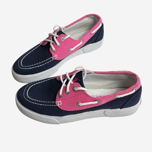 Polo Ralph Lauren Shoes - Polo Ralph Lauren Lilia Canvas Boat Shoes Size 6.5 Pink Navy